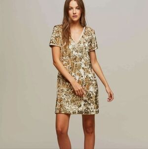 miss selfridge gold sequin dress Gold Halter Sequin A-line Mini Party Dress MYC1050